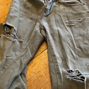 Gap 1969 Girlfriend Distressed Olive Green Jeans Size 28R